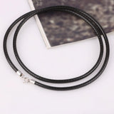 925 Silver Necklace Unisex Leather Basic Jewelry 3MM50CM