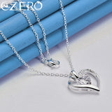 925 Silver Necklace Women 18-30 Inch Chain Zircon Heart Pendant