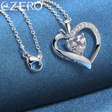 925 Silver Necklace Women 18-30 Inch Chain Zircon Heart Pendant