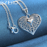 925 Silver Heart Pendant Necklace 18-30 Inch Chain