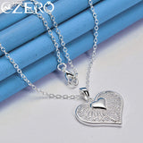 925 Silver Heart Pendant Necklace 18-30 Inch Chain