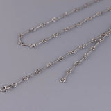 925 Silver Bamboo Link Chain Necklace Unisex Jewelry