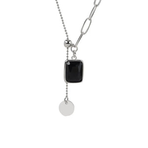 925 Silver Necklace Stone Tassel Chain Chocker
