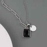 925 Silver Necklace Stone Tassel Chain Chocker