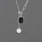 925 Silver Necklace Stone Tassel Chain Chocker