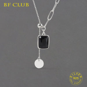925 Silver Necklace Stone Tassel Chain Chocker