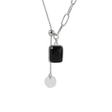 925 Silver Necklace Stone Tassel Chain Chocker