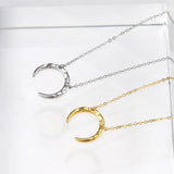 925 Silver Choker Necklace Moon Pendant Yellow Jewelry