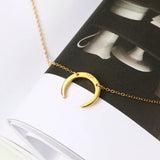 925 Silver Choker Necklace Moon Pendant Yellow Jewelry