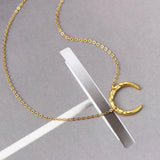 925 Silver Choker Necklace Moon Pendant Yellow Jewelry