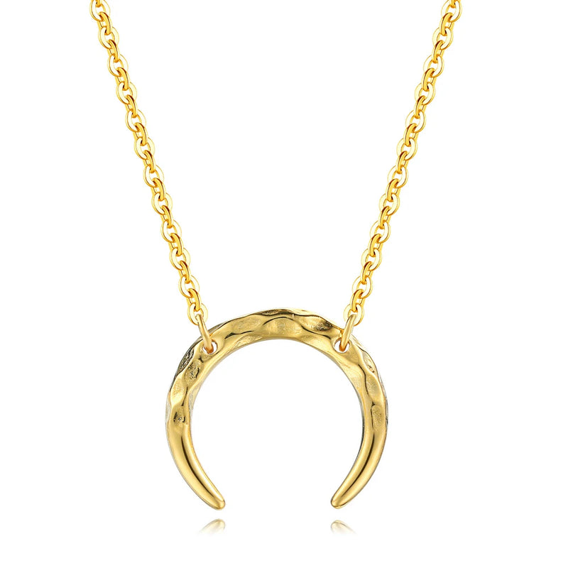 925 Silver Choker Necklace Moon Pendant Yellow Jewelry