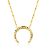 925 Silver Choker Necklace Moon Pendant Yellow Jewelry