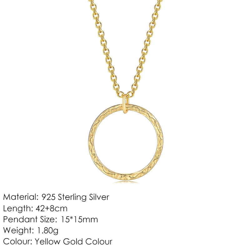 925 Silver Necklace Circle Pendant Choker EMNL013