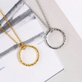 925 Silver Necklace Circle Pendant Choker EMNL013