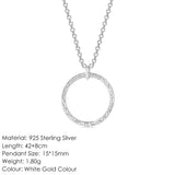 925 Silver Necklace Circle Pendant Choker EMNL013