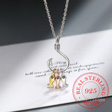 925 Silver Fish and Fish Hook Necklace for Women