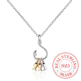 925 Silver Fish and Fish Hook Necklace for Women