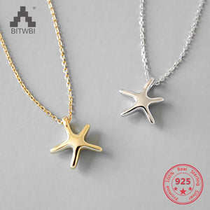 925 Silver Starfish Necklace for Women Romantic Jewelry
