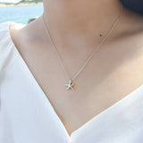 925 Silver Starfish Necklace for Women Romantic Jewelry