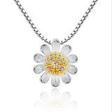 925 Silver Daisy Sunflower Pendant Necklace for Women S-N205