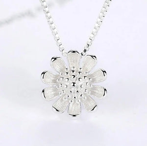 925 Silver Daisy Sunflower Pendant Necklace for Women S-N205