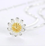 925 Silver Daisy Sunflower Pendant Necklace for Women S-N205