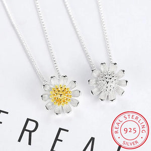 925 Silver Daisy Sunflower Pendant Necklace for Women S-N205