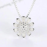 925 Silver Daisy Sunflower Pendant Necklace for Women S-N205