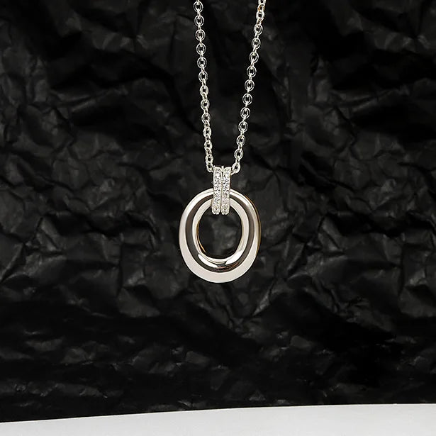 925 Silver Circle Shape Necklace for Women Choker Chain Christmas Gift