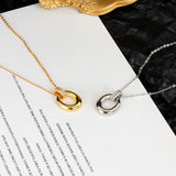 925 Silver Circle Shape Necklace for Women Choker Chain Christmas Gift