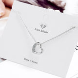 925 Silver Heart Pendant Necklace Choker Style Jewelry