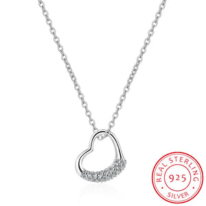 925 Silver Heart Pendant Necklace Choker Style Jewelry