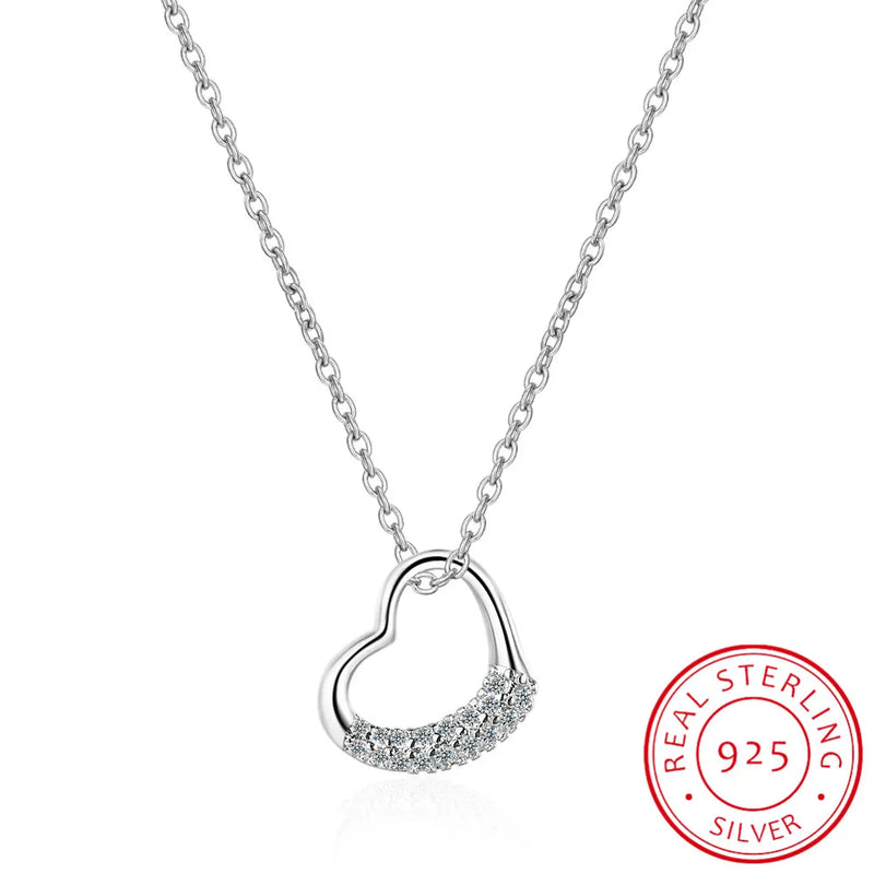 925 Silver Heart Pendant Necklace Choker Style Jewelry