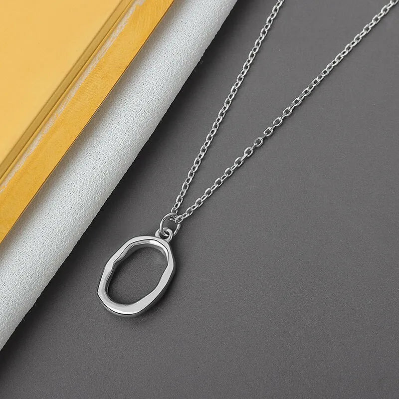 925 Silver Hollowout Circle Round Necklace Women Fine Jewelry