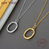 925 Silver Hollowout Circle Round Necklace Women Fine Jewelry