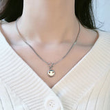 Smile Face Sterling Silver Necklace for Women Ladies Round Necklace