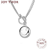 Smile Face Sterling Silver Necklace for Women Ladies Round Necklace