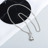 Smile Face Sterling Silver Necklace for Women Ladies Round Necklace