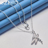 Sterling Silver Dragonfly Pendant Necklace Zircon Charms