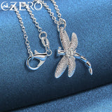 Sterling Silver Dragonfly Pendant Necklace Zircon Charms