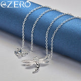 Sterling Silver Dragonfly Pendant Necklace Zircon Charms
