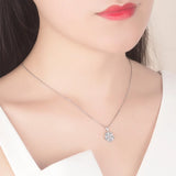 925 Silver Pink Crystal Flower Pendant Necklace for Women