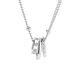 925 Silver Necklace Zircle 3 Circles Chain Chocker Gift