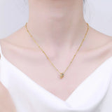925 Silver Necklace Zircle 3 Circles Chain Chocker Gift
