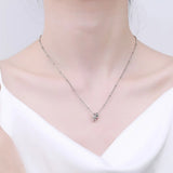 925 Silver Necklace Zircle 3 Circles Chain Chocker Gift