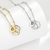 925 Silver Necklace Zircle 3 Circles Chain Chocker Gift