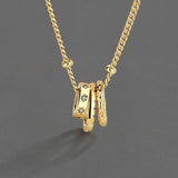 925 Silver Necklace Zircle 3 Circles Chain Chocker Gift