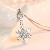 925 Silver Snowflake Zirconia Necklace Chain Link S-N186