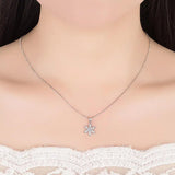 925 Silver Snowflake Zirconia Necklace Chain Link S-N186
