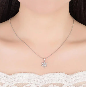 925 Silver Snowflake Zirconia Necklace for Women Chain Link Chain